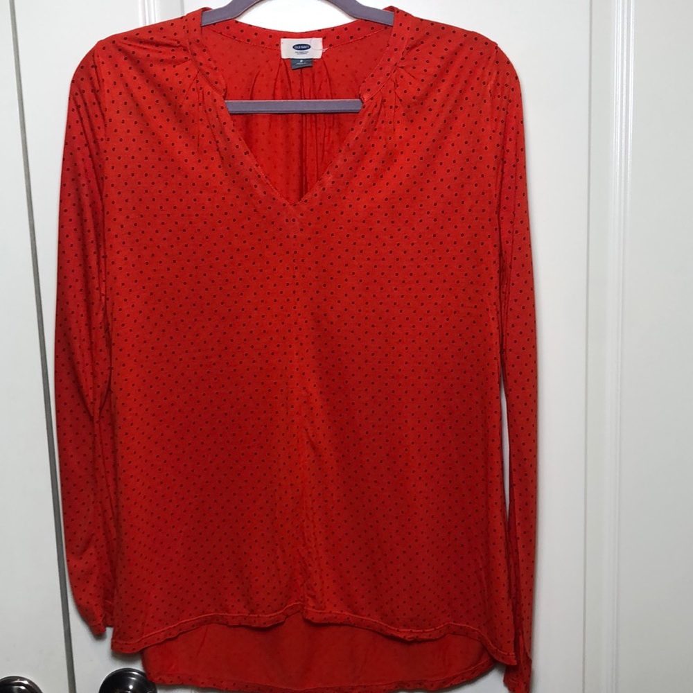 Old Navy ladies long sleeve orange blouse 100% rayon